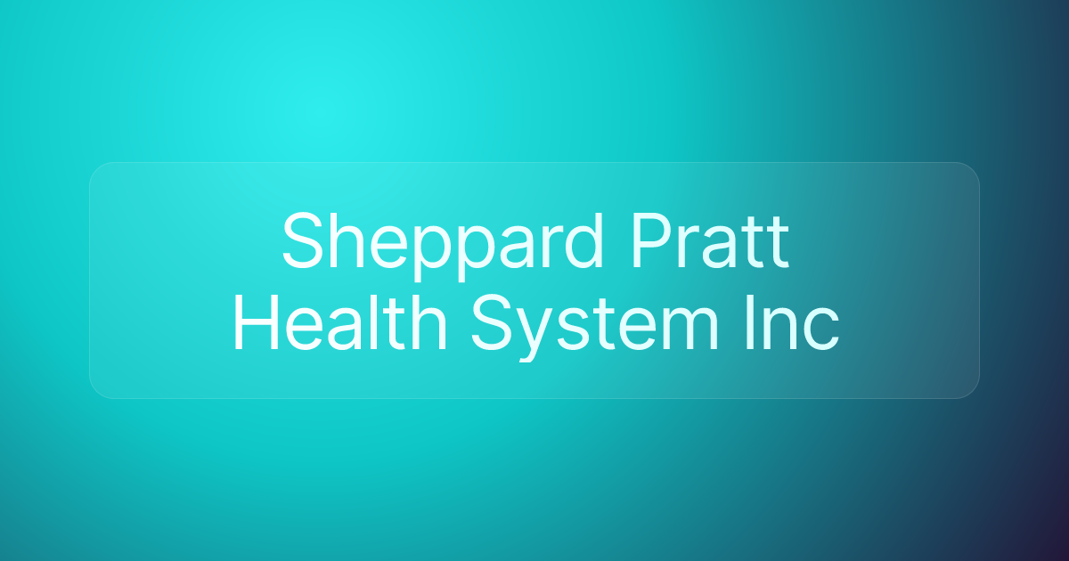 Sheppard Pratt Health System Inc