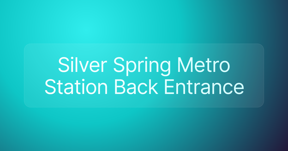 Silver Spring Metro Station Back Entrance