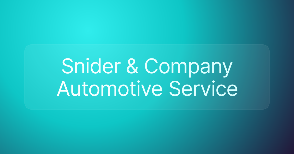 Snider & Company Automotive Service