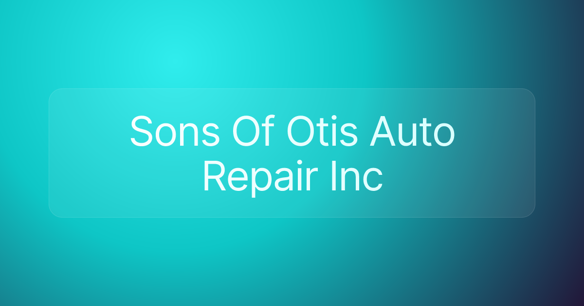 Sons Of Otis Auto Repair Inc