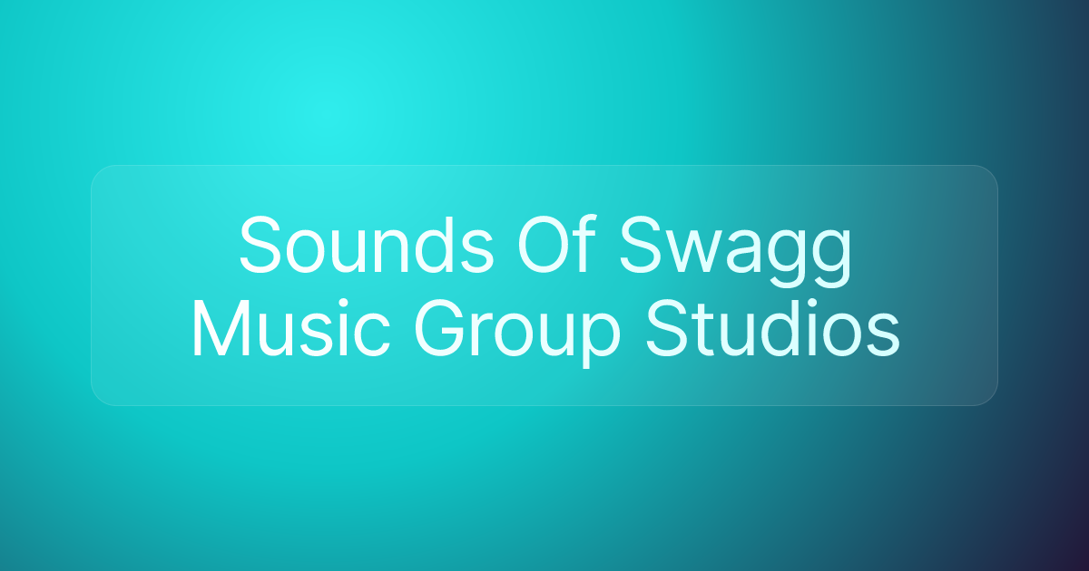 Sounds Of Swagg Music Group Studios