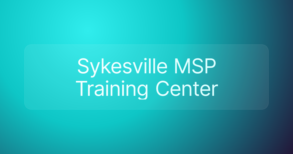 Sykesville MSP Training Center