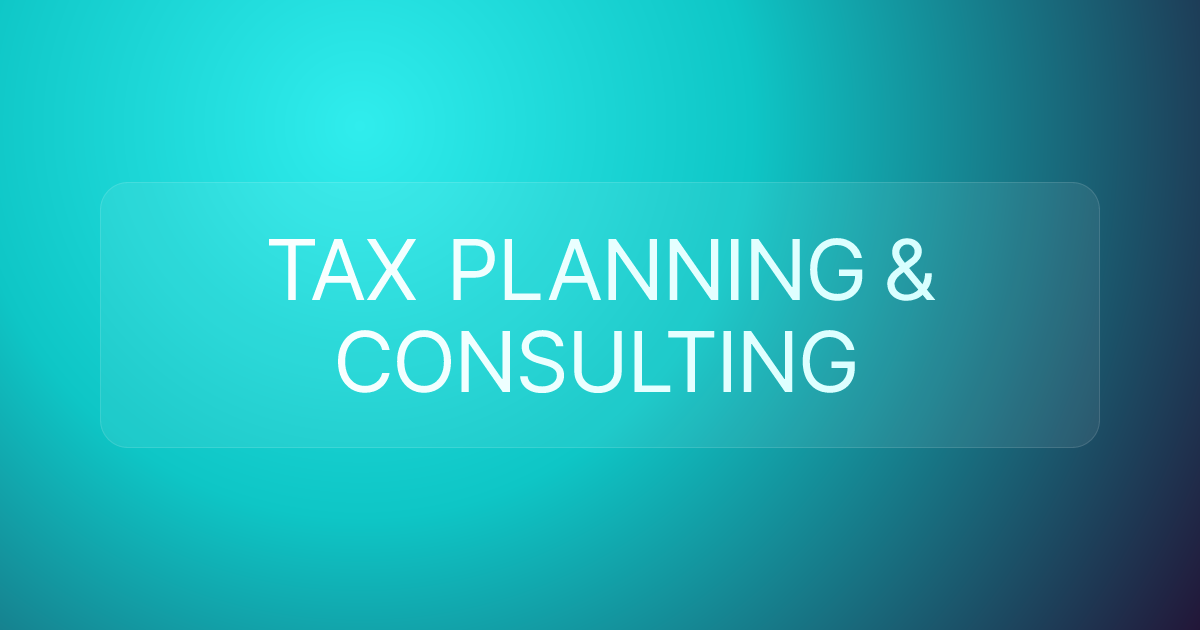 TAX PLANNING & CONSULTING