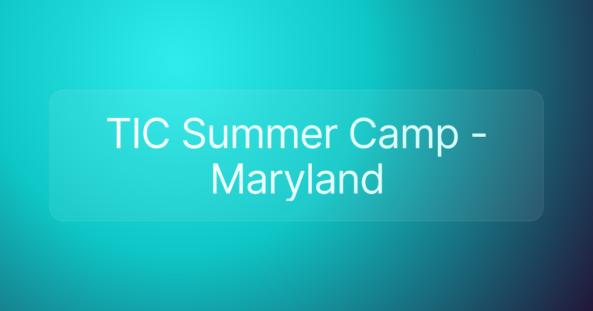 TIC Summer Camp - Maryland