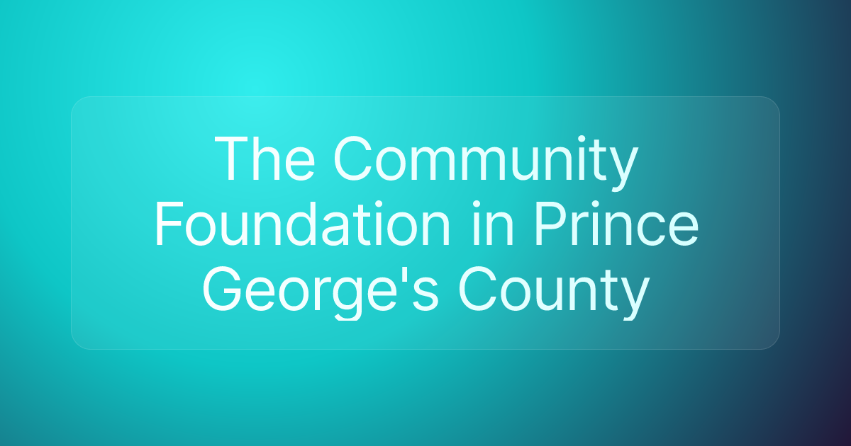 The Community Foundation in Prince George's County