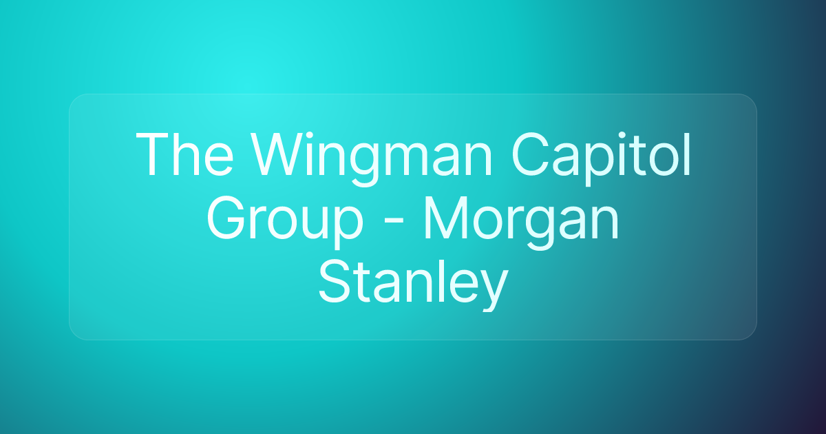 The Wingman Capitol Group - Morgan Stanley