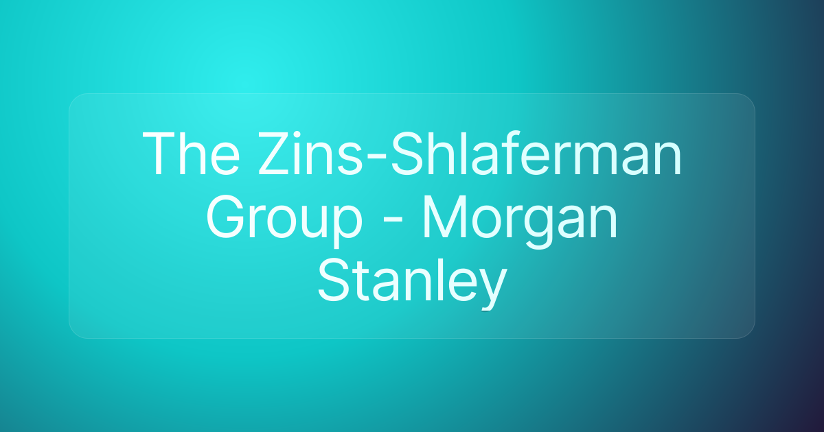The Zins-Shlaferman Group - Morgan Stanley