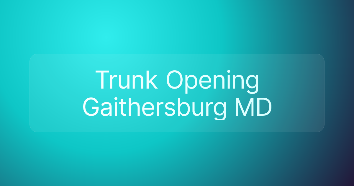 Trunk Opening Gaithersburg MD