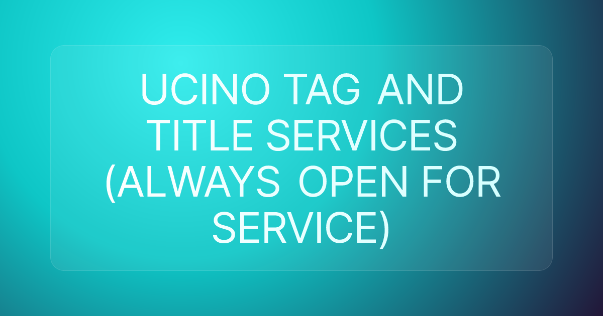 UCINO TAG AND TITLE SERVICES (ALWAYS OPEN FOR SERVICE)