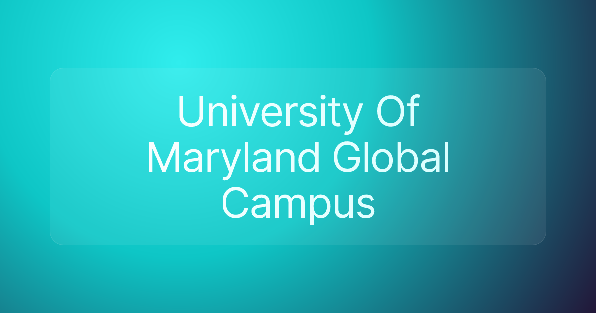 University Of Maryland Global Campus