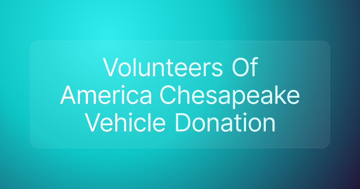 Volunteers Of America Chesapeake Vehicle Donation