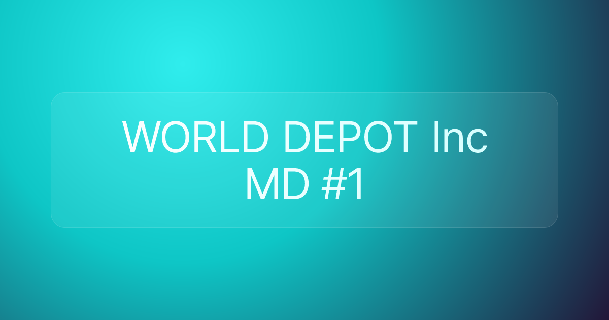 WORLD DEPOT Inc MD #1