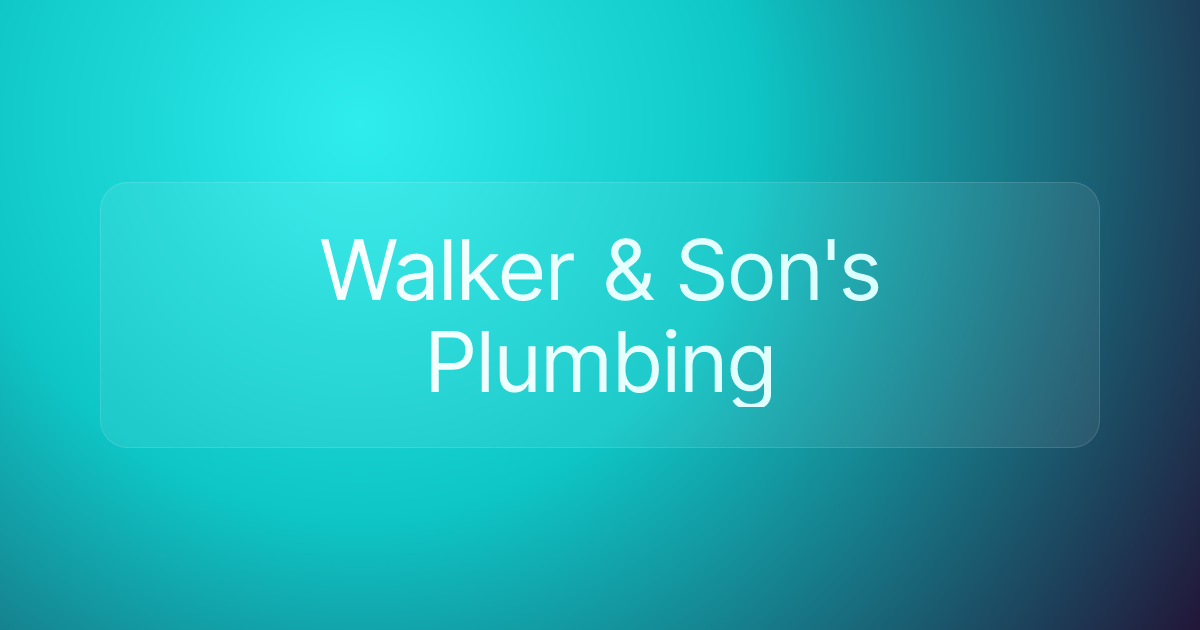 Walker & Son's Plumbing
