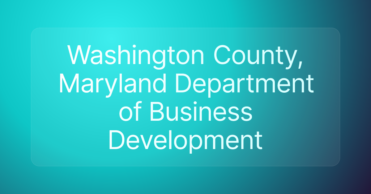 Washington County, Maryland Department of Business Development