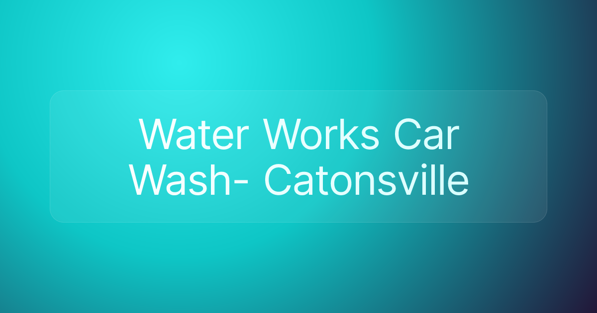 Water Works Car Wash- Catonsville