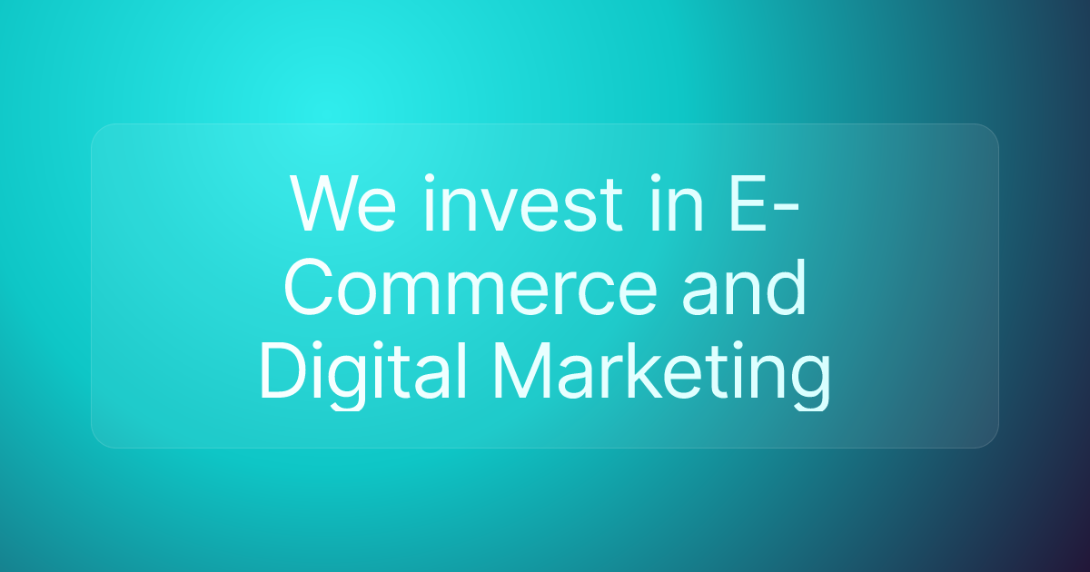 We invest in E-Commerce and Digital Marketing