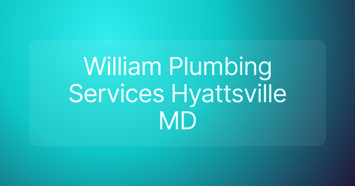 William Plumbing Services Hyattsville MD