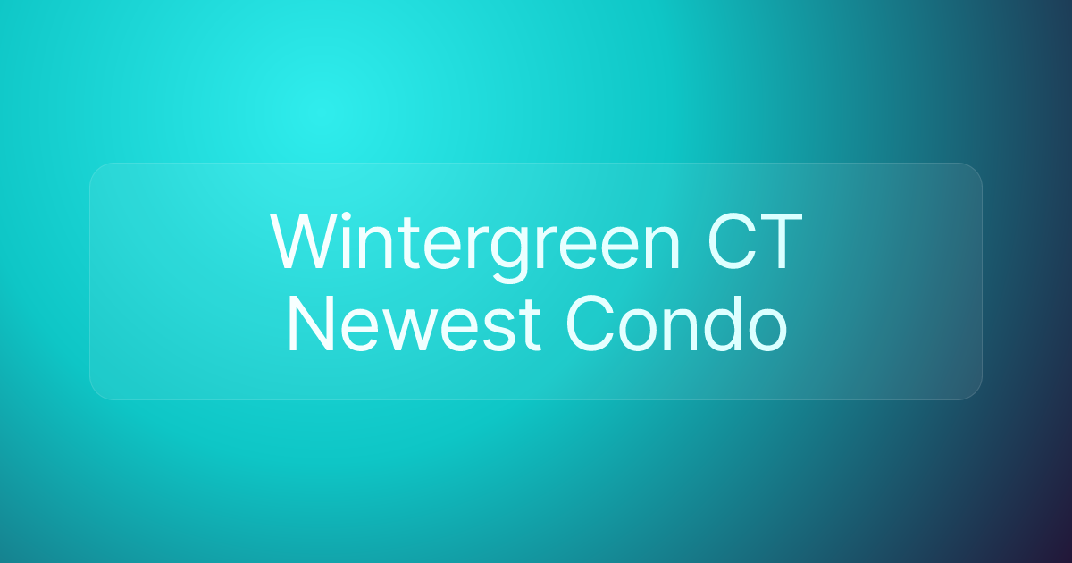Wintergreen CT Newest Condo