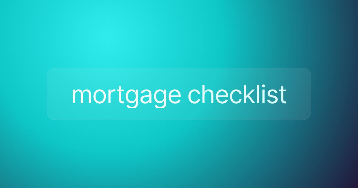 mortgage checklist