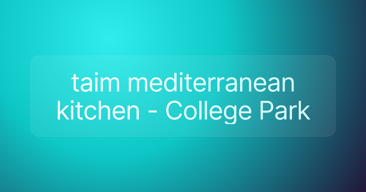 taim mediterranean kitchen - College Park